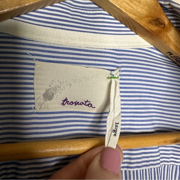 Trovata Birds of Paradis Valdir Shirt Blue Stripe Size L - Picture 6 of 10